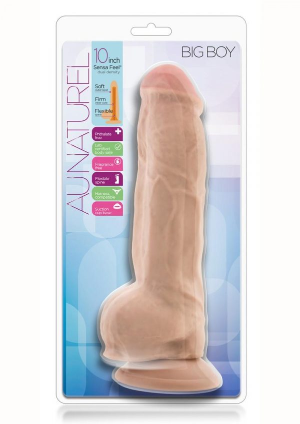 Au Naturel Big Boy Dildo With Balls 10in - Vanilla