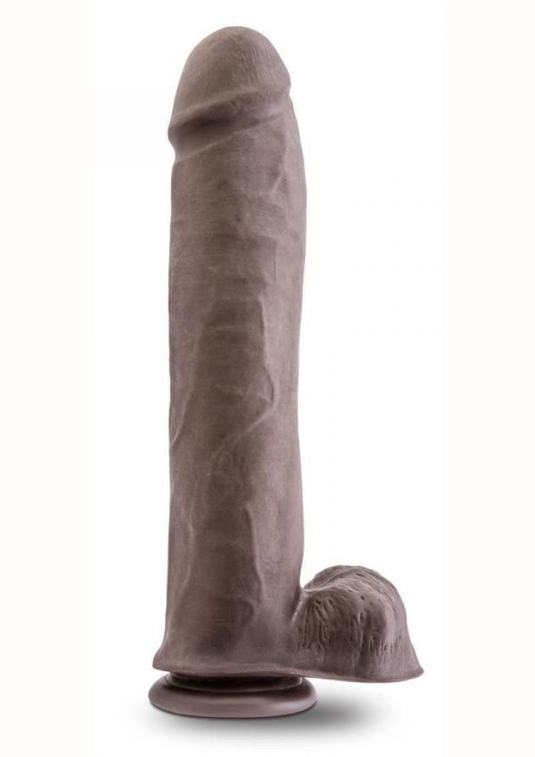 Au Naturel Big John Dildo With Balls 11.5in - Chocolate