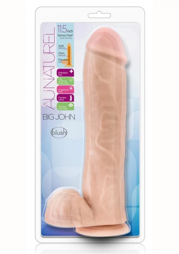 Au Naturel Big John Dildo With Balls 11.5in - Vanilla