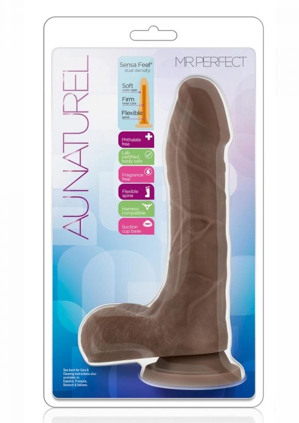 Au Naturel Mr Perfect Dildo With Balls - Chocolate