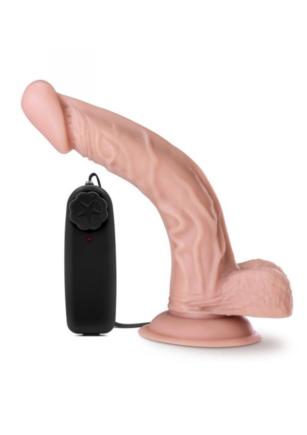 Dr Skin Dr Sean Dildo With Balls 8in Vibrating With Wired Remote - Vanilla