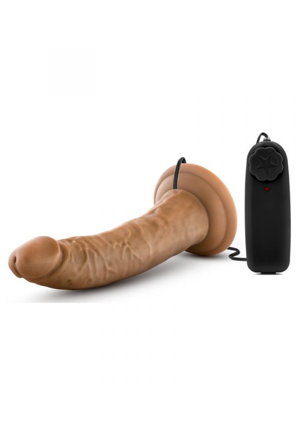 Dr Skin Dr Dave Dildo 7in Vibrating With Wired Remote - Caramel