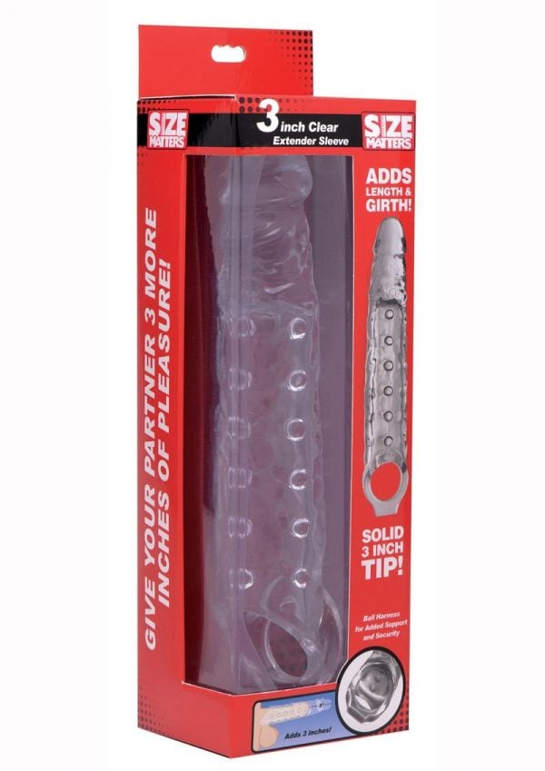 Size Matters 3 Inch Penis Extender Sleeve Clear 10.75 Inches