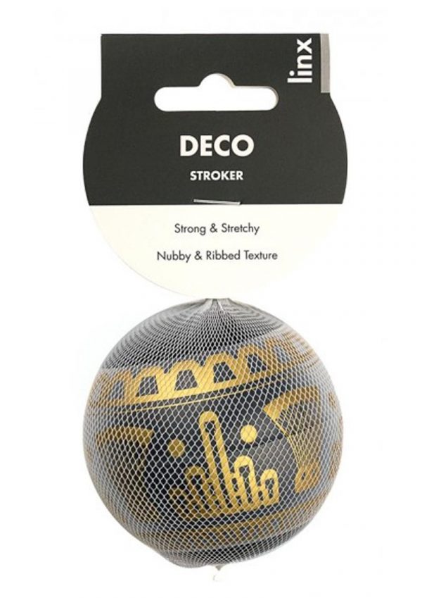 Linx Deco Stroker Ball Masturbator Nubby and Ribbed Textured Waterproof Black