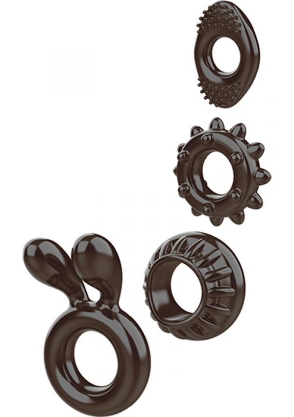 Ring My Bell Cock Ring Set of 4 Rubber Waterproof Black