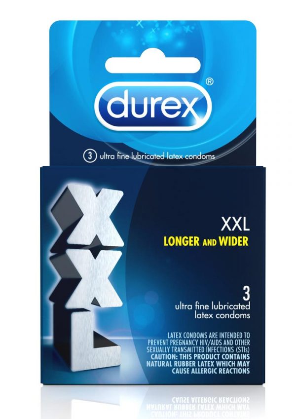 Durex XXL Ultra Fine Lubricated Latex Condoms 3-Pack