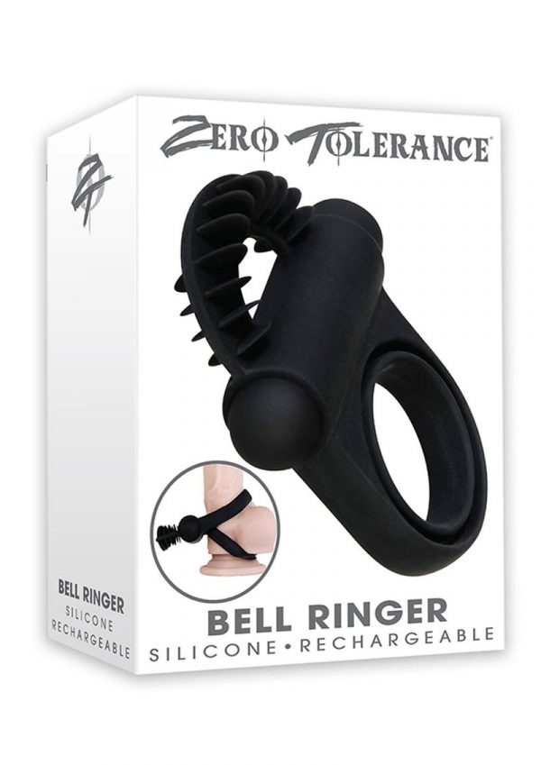 Zero Tolerance  Bell Ringer Cockring Silicone USB Rechargeable  Multi Speed Waterproof Black