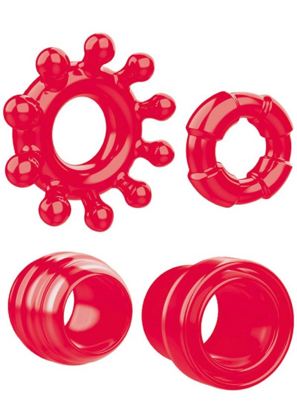 Zero Tolerance Ring the Alarm Cockring Set of 4 Rubber Waterproof Red