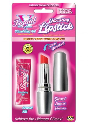 Liquid V Vibrating Lipstick Kit Discreet Vibrator With Stimulating Gel