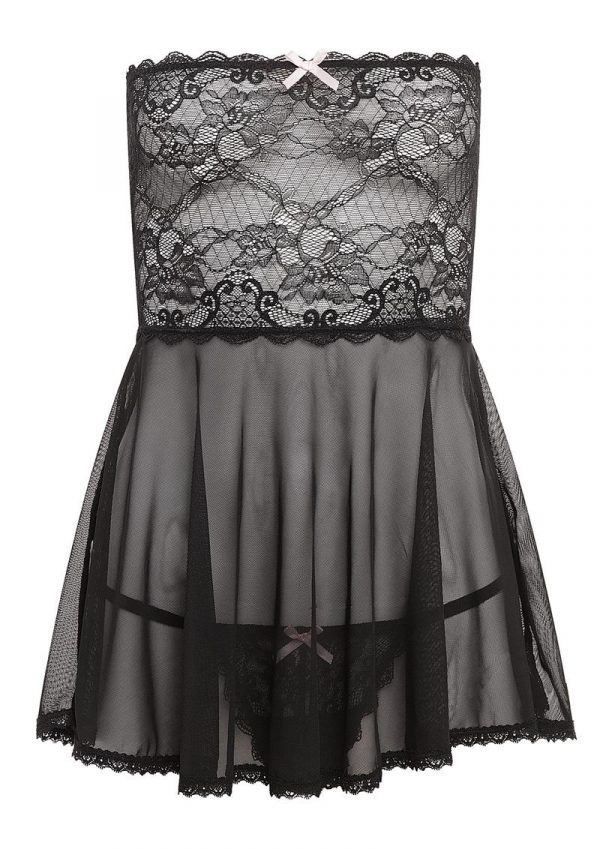 Barely Bare Mesh and Lace Baby Doll Black One Size