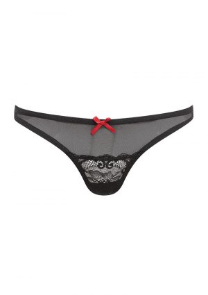 Barely Bare Mesh and Lace Panty Black One Size