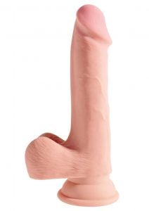 King Cock Plus 7.5 Inch Triple Density Cock With Balls Strap On Compatible Non Vibrating Suction Cup Base Flesh