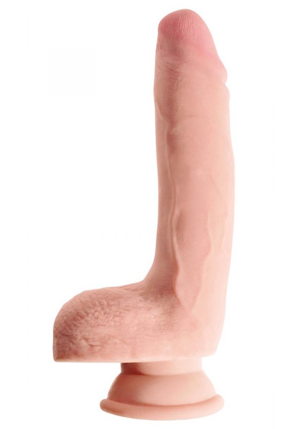 King Cock Plus 9 Inch Triple Density Cock With Balls Strap On Compatible Non Vibrating Suction Cup Base Flesh