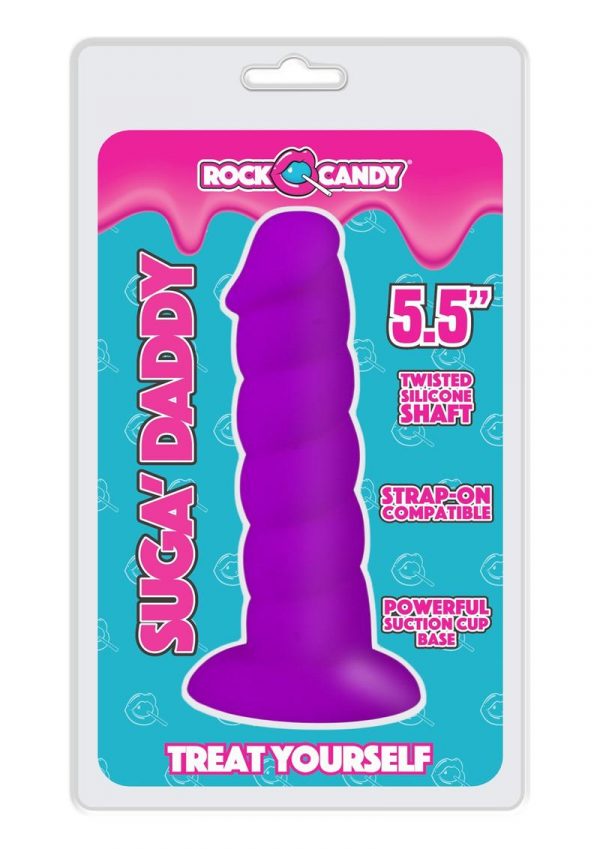 Rock Candy Suga Daddy 5.5 Dildo Non Vibrating Suction Cup Base Purple