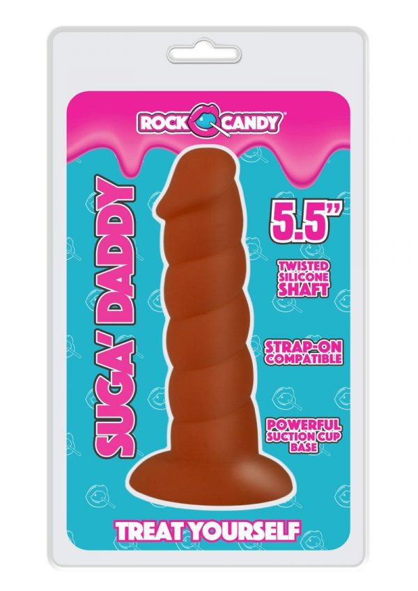 Rock Candy Suga Daddy 5.5 Dildo Non Vibrating Suction Cup Base Brown