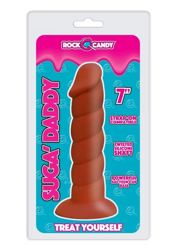 Rock Candy Suga Daddy 7 Dildo Non Vibrating suction Cup Base Brown