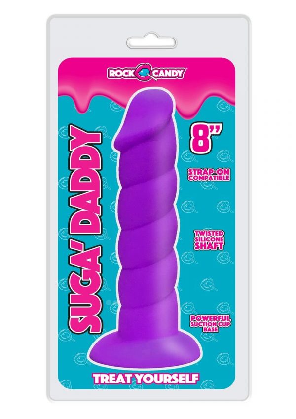 Rock Candy Suga Daddy 8 Dildo Non vibrating Suction Cup Base Purple