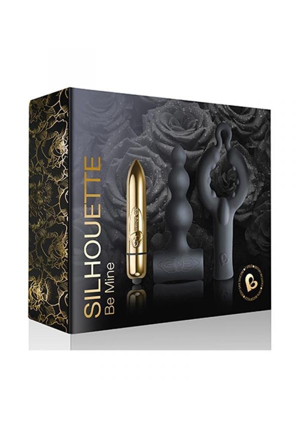 Silhouette Be Mine Set Bullet With Silicone Attachments Waterproof Gold And Black
