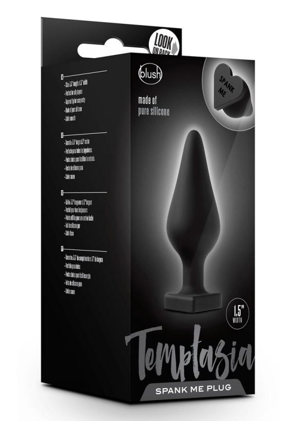 Temptasia Spank Me Silicone Anal Plug Black 3.5 Inch