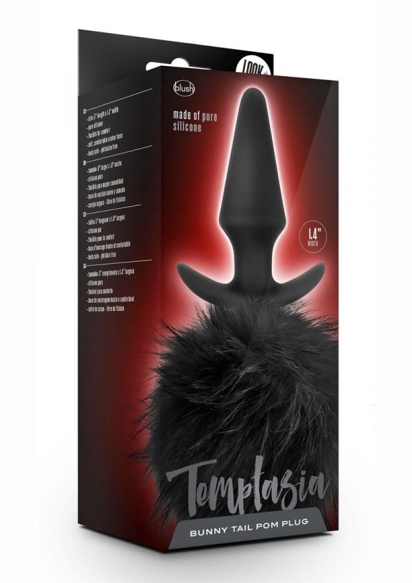 Temptasia Bunny Tail Pom Plug Anal Non Vibrating Silicone Black
