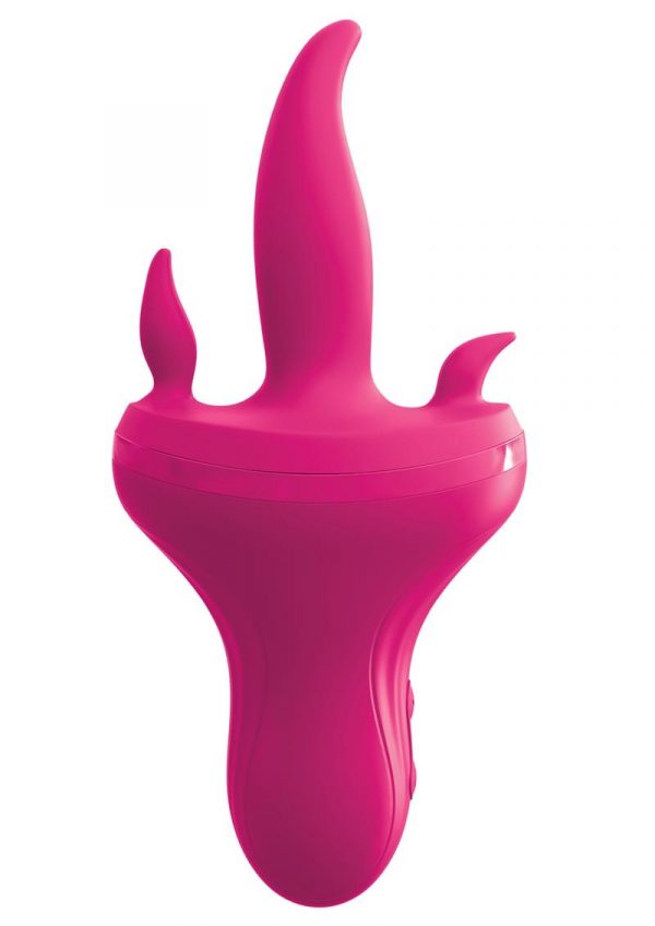 Threesome Holey Trinity Triple Tongue Vibrator Multi Speed USB Rechargeable Splashproof Pink
