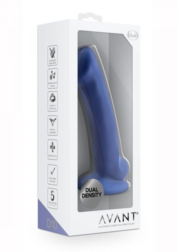 Avant D10 Ergo Mini  Non Vibrating Dildo Silicone Suction Cup Base Harness Compatible Waterproof Blue