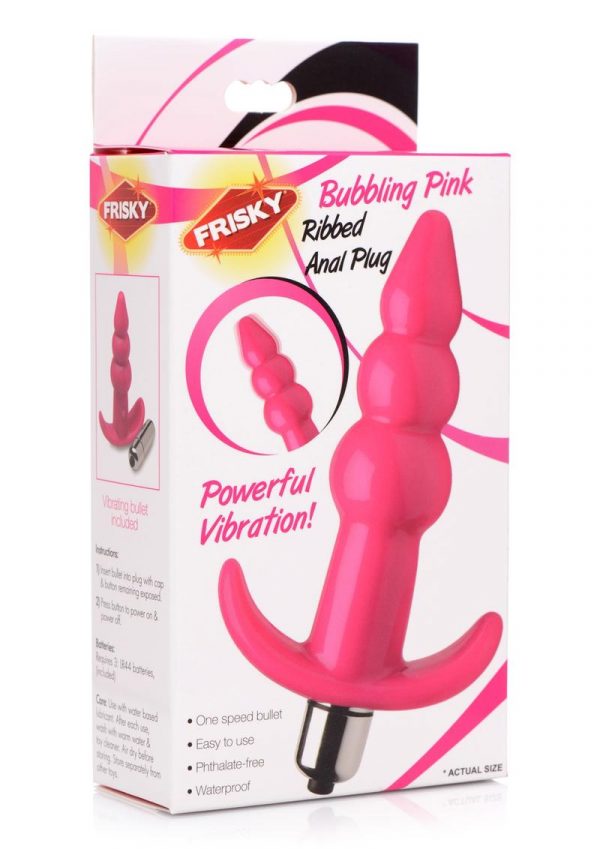 Frisky Bubbling Pink Ribbed Anal Plug