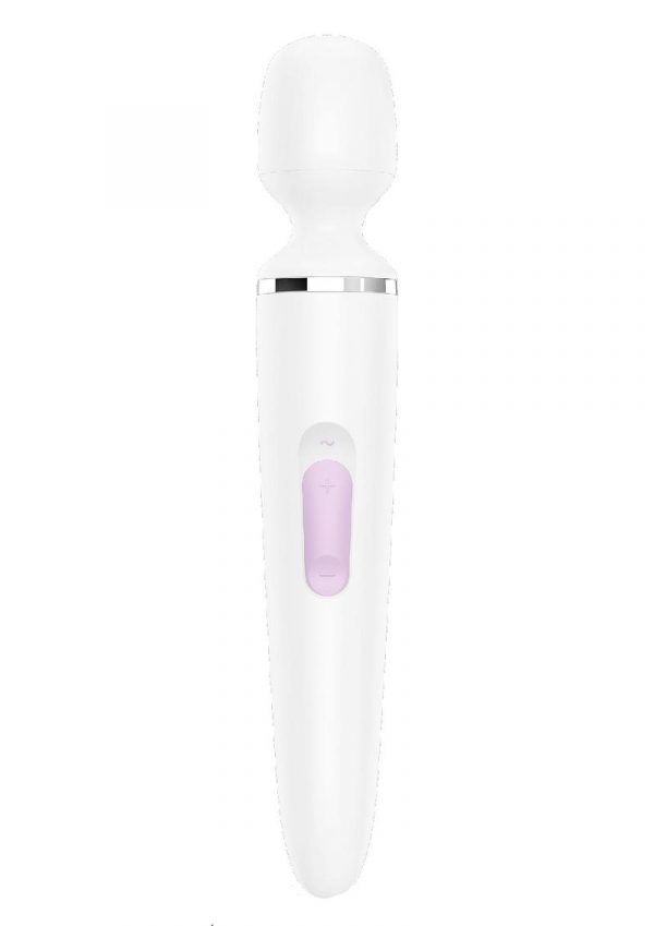 Wand-er Woman USB Rechargeable Silicone Massager Waterproof White/Chrome 13 Inches