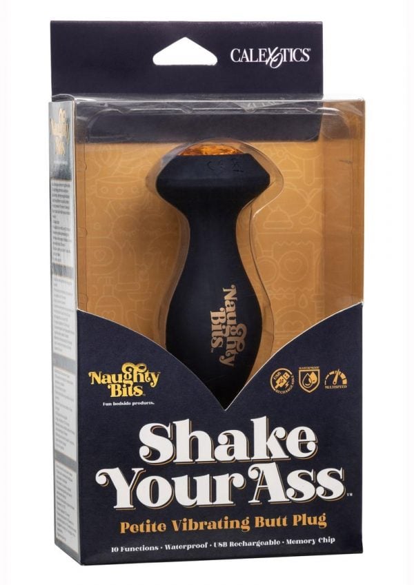 Naughty Bit Shake Your Ass Petite Vibrating Silicone Butt Plug USB Rechargeable Waterproof Black 4.25 Inches