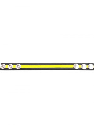 Rouge Leather Adjustable Cock Strap - Black And Yellow