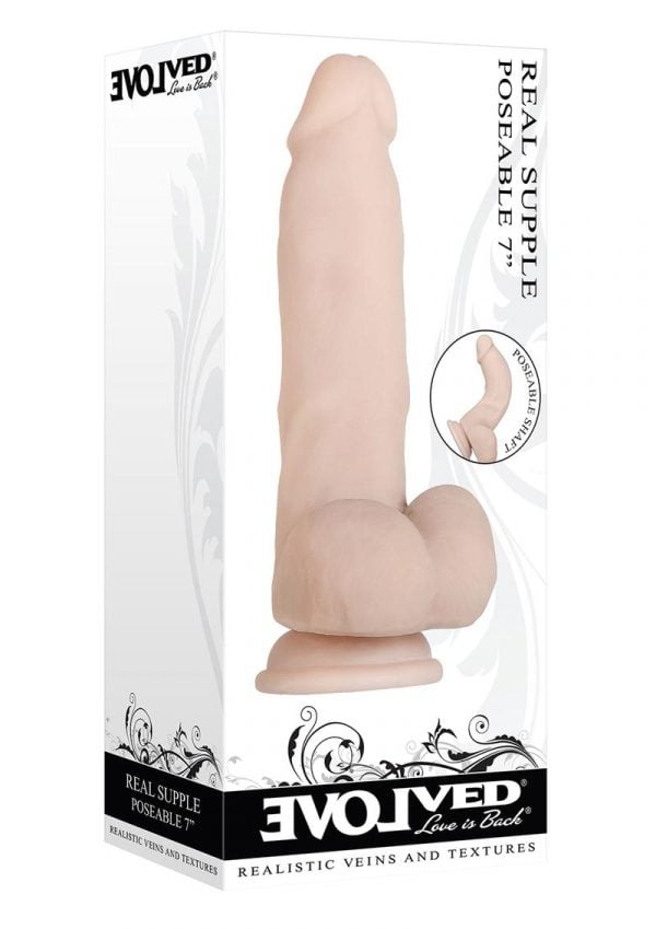 Real Supple Poseable Dildo With Balls 7in - Vanilla