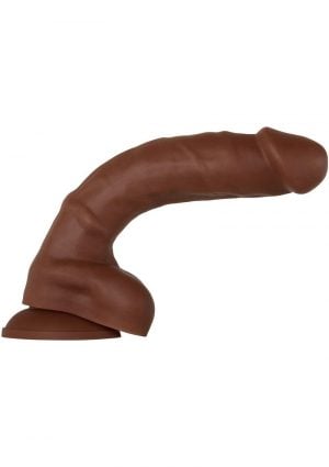 Real Supple Poseable Dildo With Balls 8.25 in - Chocolate