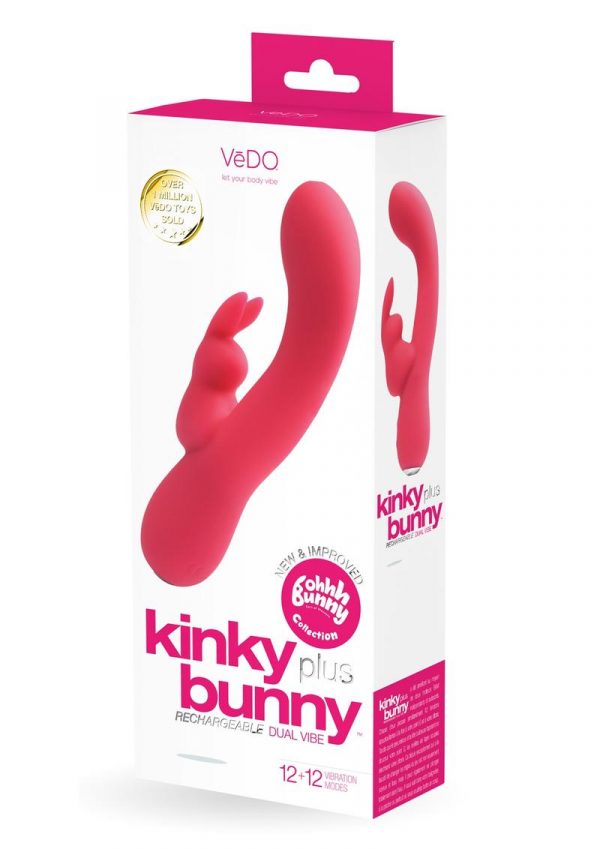 VeDO Kinky Bunny Plus Rechargeable Silicone Rabbit Vibrator - Pink
