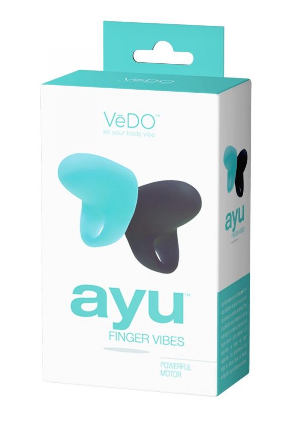 VeDO Ayu Mini Finger Vibrator (Set of 2) - Just Black/Tease Me Turquoise