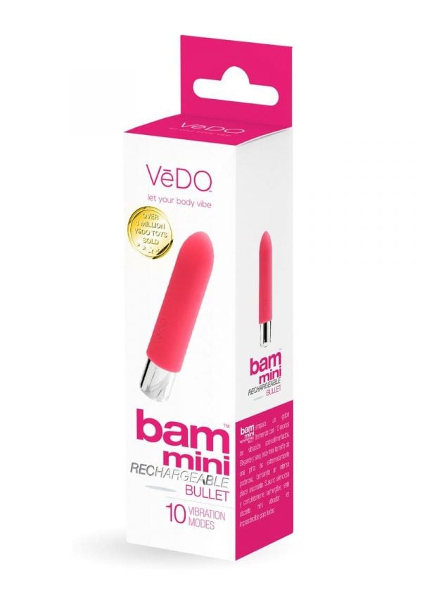 VeDO Bam Mini Rechargeable Silicone Bullet Vibrator - Foxy Pink