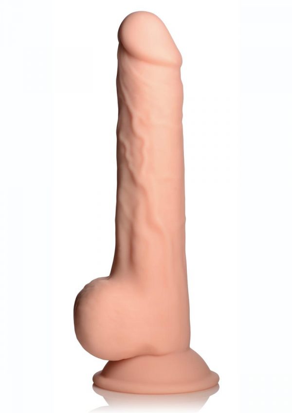 FleshStixxx Silicone Bendable Dong With Balls 9in - Vanilla