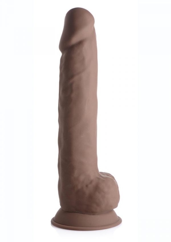 FleshStixxx Dual Density Silicone Bendable Dong With Balls 10in - Chocolate