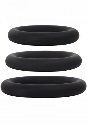 Adam andamp; Eve Silicone Penis Ring Set (Set of 3) - Black