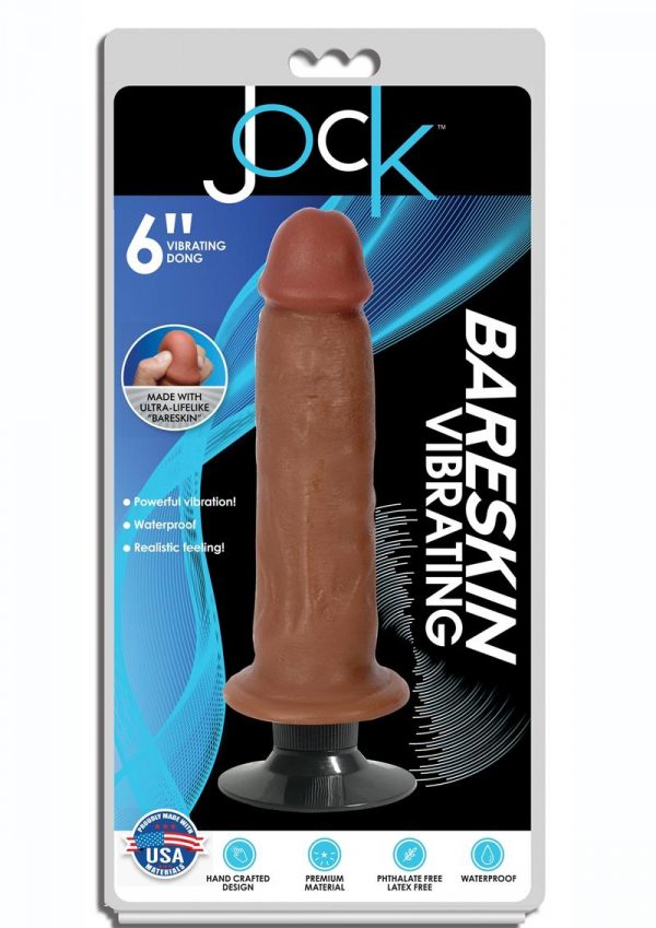Jock Bareskin Realistic Vibrating Dong 6in - Caramel
