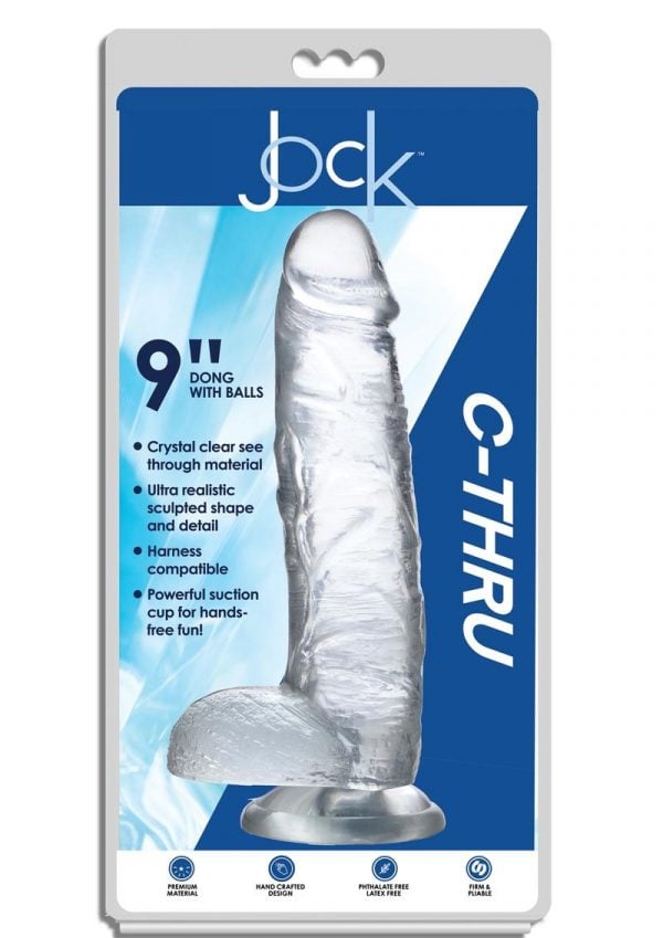 Jock C-Thru Realistic Dong With Balls 9 in - Clear