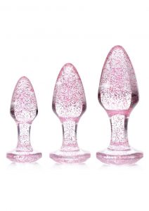 Booty Sparks Glitter Gem Anal Plug Set 3pc - S/M/L - Pink