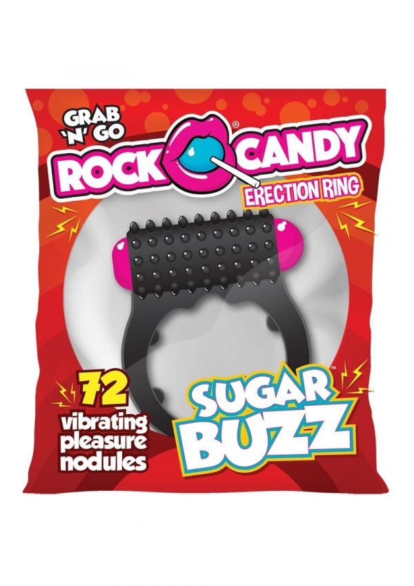 Rock Candy Sugar Buzz Vibrating Cock Ring - Black