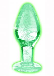 Booty Sparks Glow In The Dark Glass Anal Plug - Large - Clear