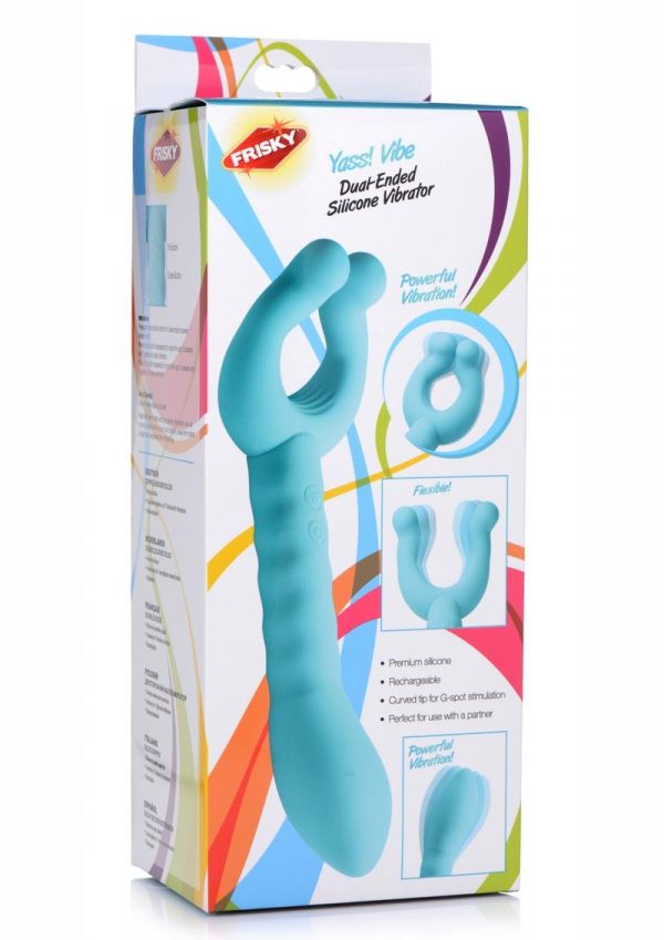Frisky Yass Vibe Dual Ended Silicone Rechargeable Vibrator - Teal