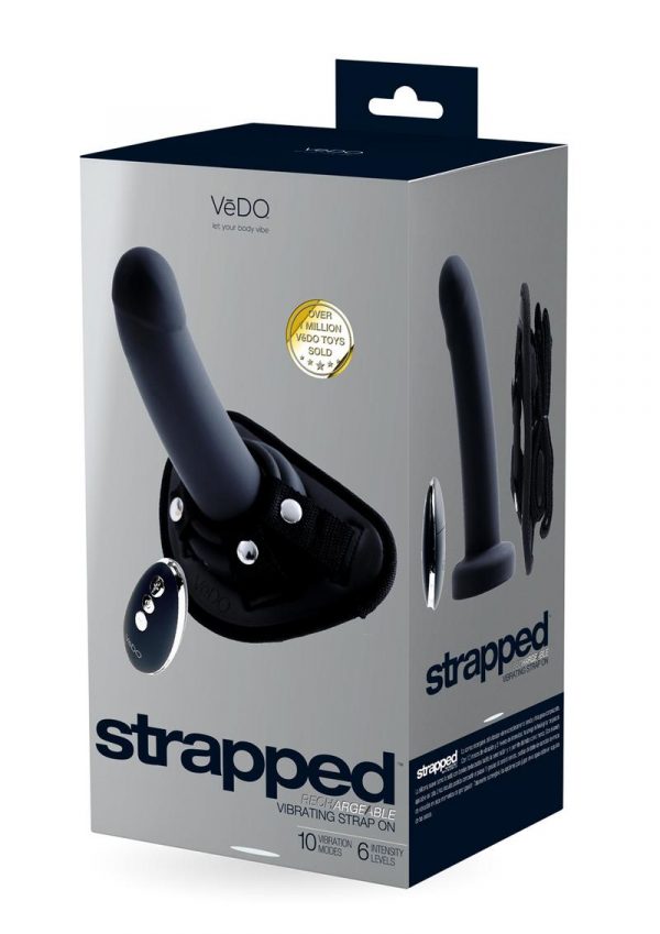 Strapped Silicone Rechargeable Vibrating Strap On - Just Black