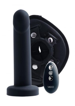Strapped Silicone Rechargeable Vibrating Strap On - Just Black