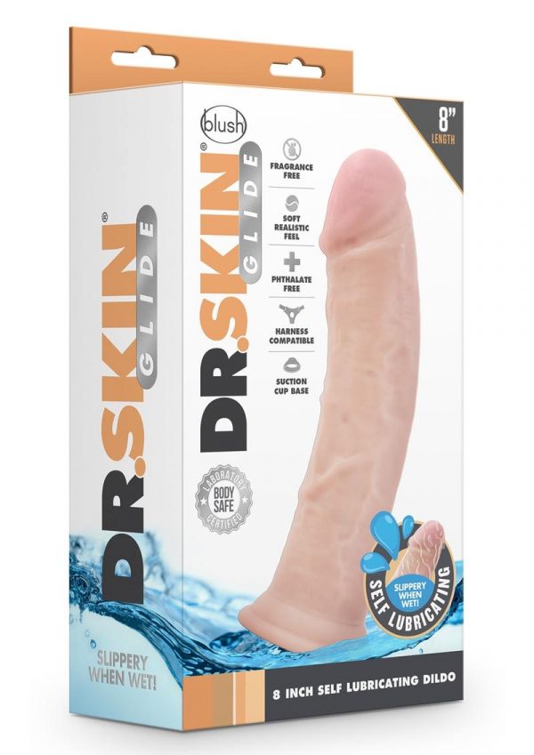 Dr. Skin Glide Self Lubricating Dildo 8in - Vanilla