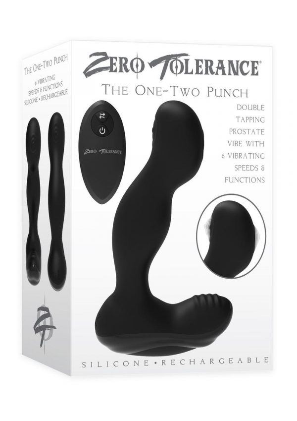 Zero Tolerance The One-Two Punch Silicone Rechargeable Prostate Massager With Remote Control - Black