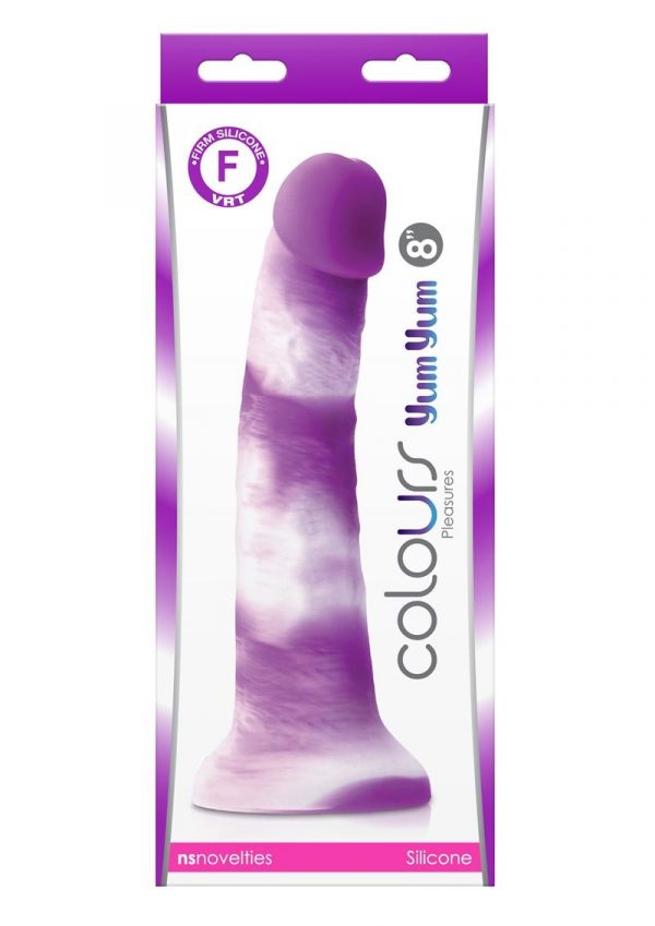 Colours Pleasures Yum Yum Silicone Dildo 8in - Purple/White