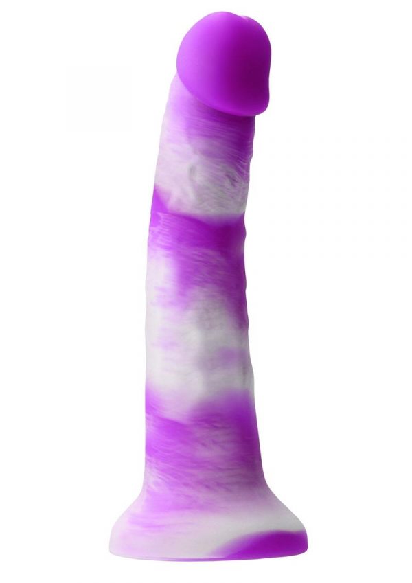 Colours Pleasures Yum Yum Silicone Dildo 8in - Purple/White